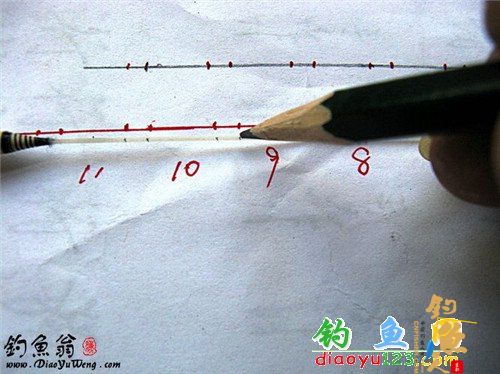 漂身的漆全部干透后就是漂尾的着色了，先用铅笔画好要上色的距离间隔