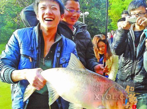学生校园钓鲫鱼 12斤重雄鱼上了钩  组图
