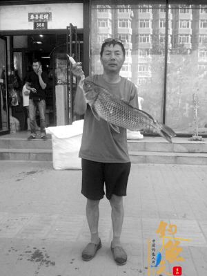 组图：松原一男子准备和朋友吃14斤重野生大鲤鱼