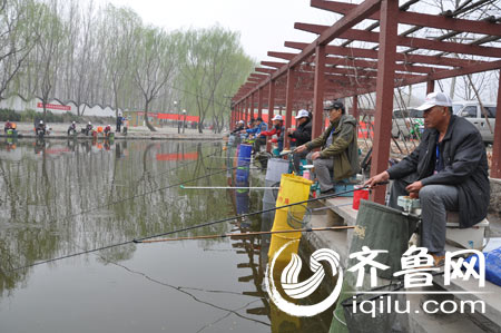 山东淄博老人钓鱼比赛显身手 倡导健康生活方式